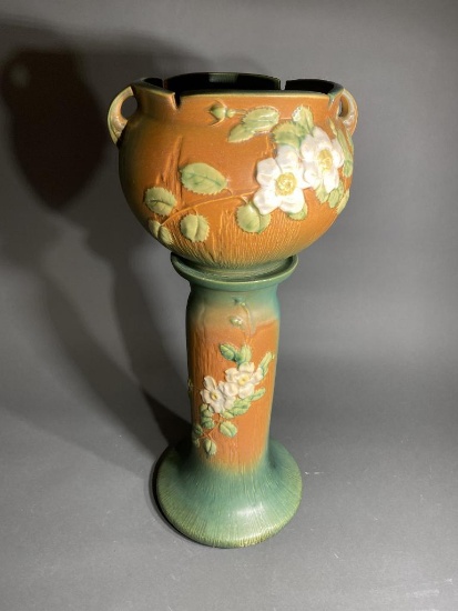Vintage Roseville Pottery Jardiniere & Pedestal