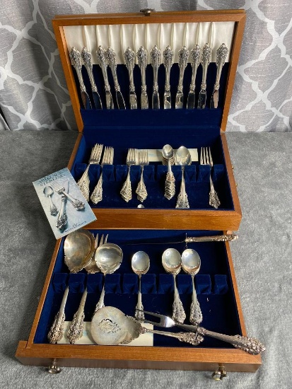 Large Wallace Sterling Silver Baroque Set of Flatware 3,016 grams