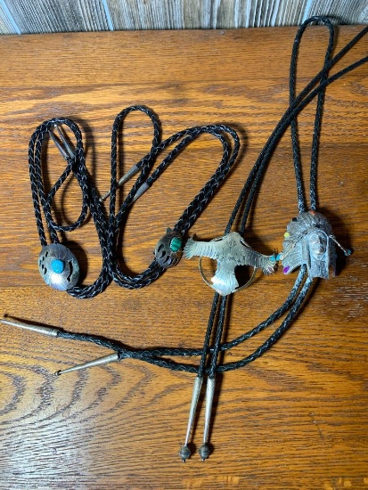 Lot of 4 Native American Bolo Ties