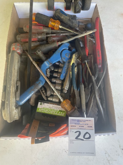 Box of misc. tools  screwdrivers, sockets
