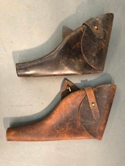 2 British Webley revolver leather holsters.