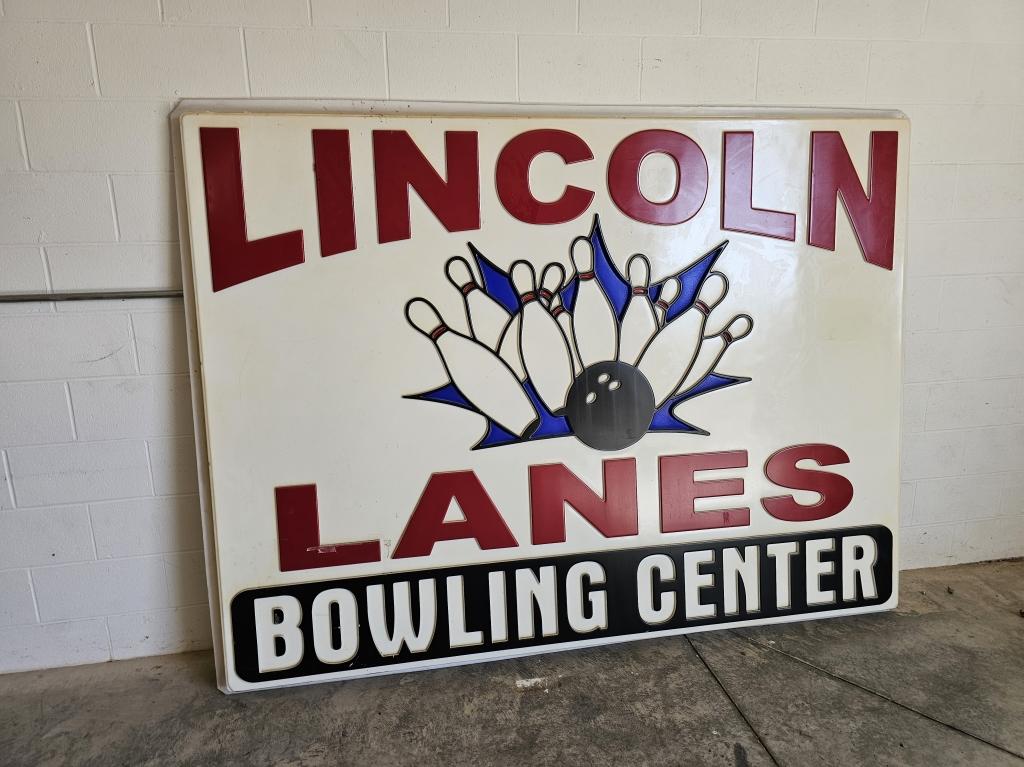 Lincoln Lanes Bowling Center Plastic Sign x2