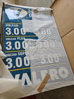 Velaro Double Sided Gasoline Price Sign NOS