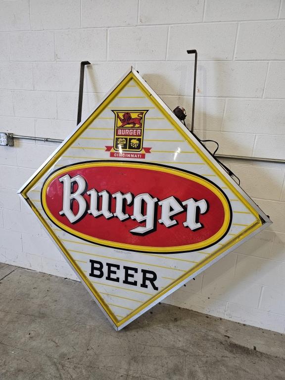 Burger Beer Double Sided Light Up Sign 6'x6'