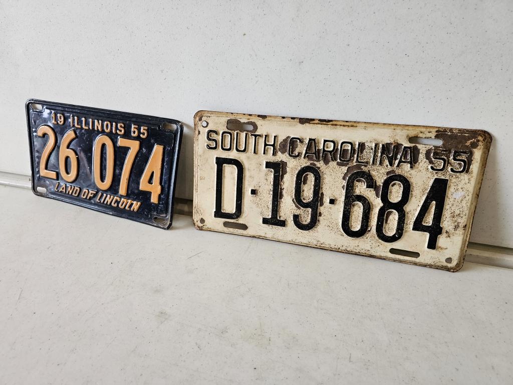 (2) 1955 License Plates