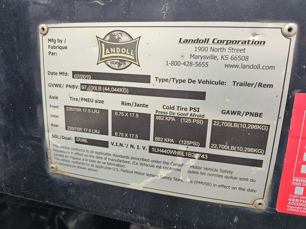 2020 Landoll 440B Traveling Axle Semi Trailer