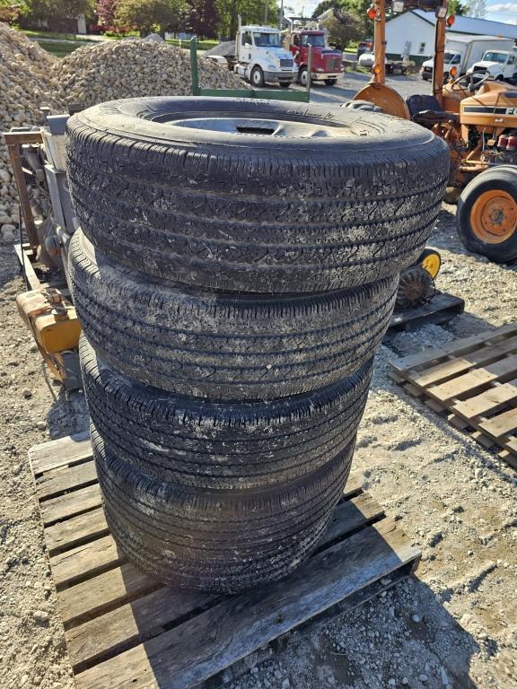 Stack of Tires & Rims (4) Bridgestone 245/75R16