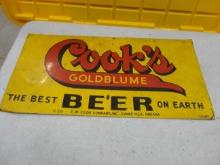 Cook’s Beer 2 Sided Sign 28” W