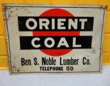 Orient Coal Ben S. Noble Lumber Co. (Ida Grove IA) Sign 28” W