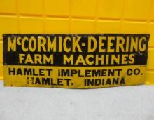 McCormick-Deering Hamlet Implement Co. Hamlet IN Sign 27” W