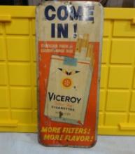 Viceroy Cigarettes Sign Mounted on Wood 26” H