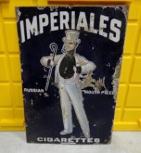 Imperiales Cigarettes Porcelain Flange Sign 21” H