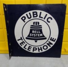 Bell System Public Telephone Flange Sign 18” W