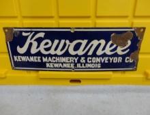Kewanee Machinery Kewanee IL Porcelain Sign 18” W