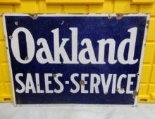 Oakland Sales Service 2 Sided Porcelain Sign 28” W