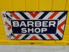 Barber Shop 2 Sided Porcelain Sign 24” W