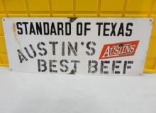 Standard of Texas Porcelain Sign 30” W