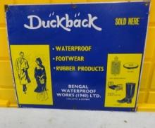 Duckback Bengal Waterproof Works Porcelain Sign 18”