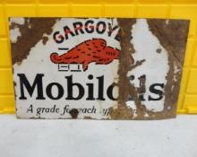 Mobiloils Gargoyle Porcelain Sign Damaged 26” W