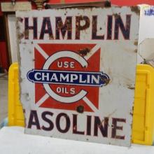 Champlin Gasoline 2 Sided Porcelain Sign 36” H