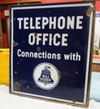 Bell System Telephone Office 2 Sided Porcelain Sign 39” H X 34” W