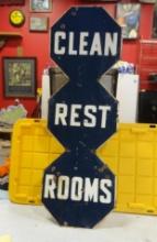 Clean Rest Rooms Flange Porcelain Sign From Standard Oil 54” H