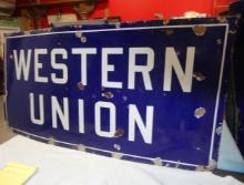 Western Union Porcelain Sign 72” W X 36” H