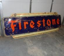 Firestone Porcelain Sign 1920s Era 108” H X 36” W