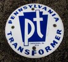 Pennsylvania Transformer Porcelain Sign 12” Rd.
