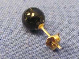 Onyx Ball Earrings w 14 Kt Gold Posts – Balls are 7mm – Good condition