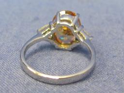 2 Sterling Silver Rings w Light Orange Stones – Size 7.5 & 9.25 – Total weight is 7.9 grams