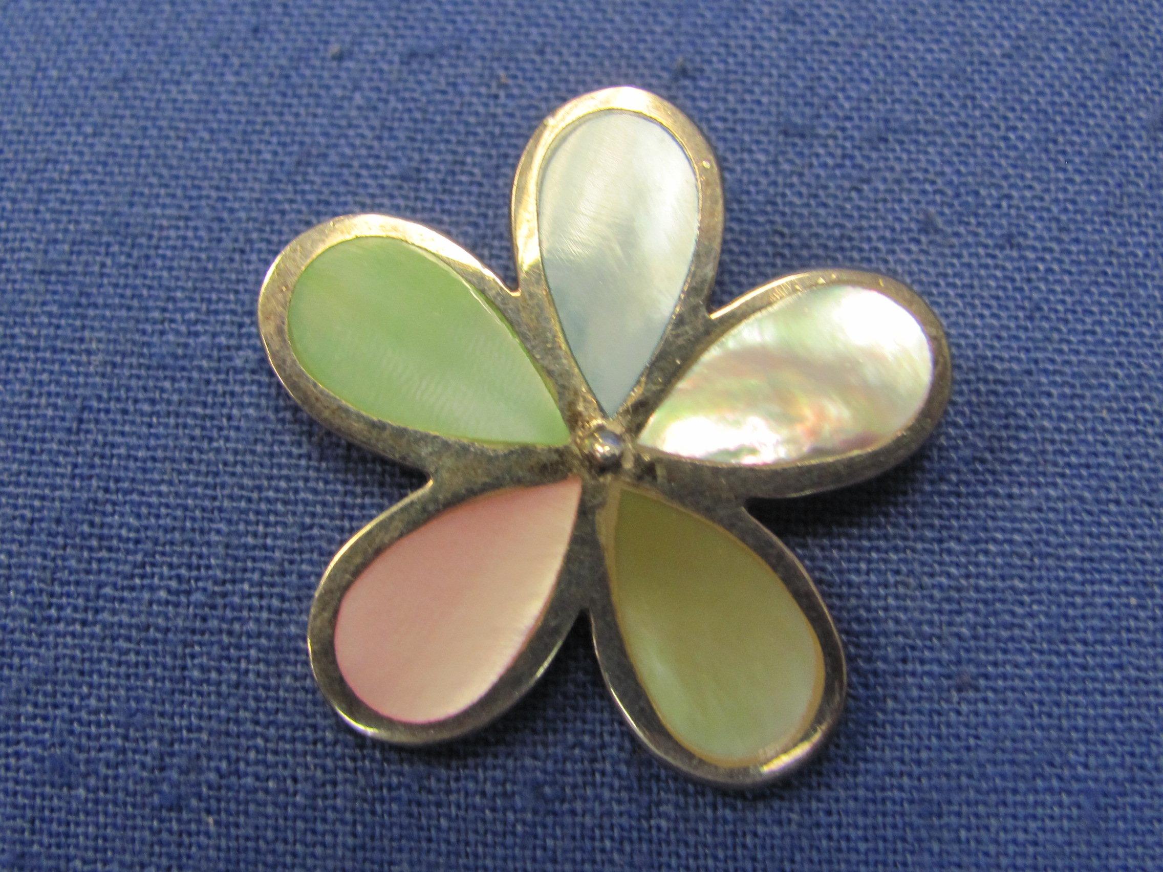 Sterling Silver w Pastel Inlays – Ring size 7.75 – Pin & Earrings – Total weight is 19.5 grams