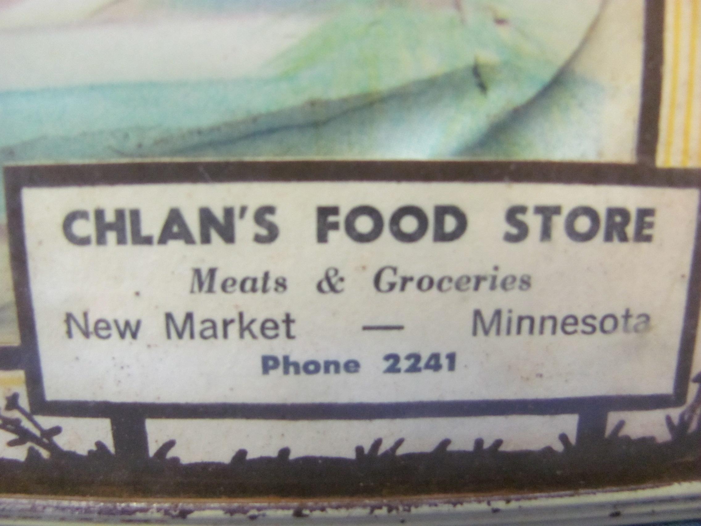 2 Vintage Advertising Pictures w/ Thermometers – Baby  & Bird  4x5 appx – Chilan's Food Store, Blong