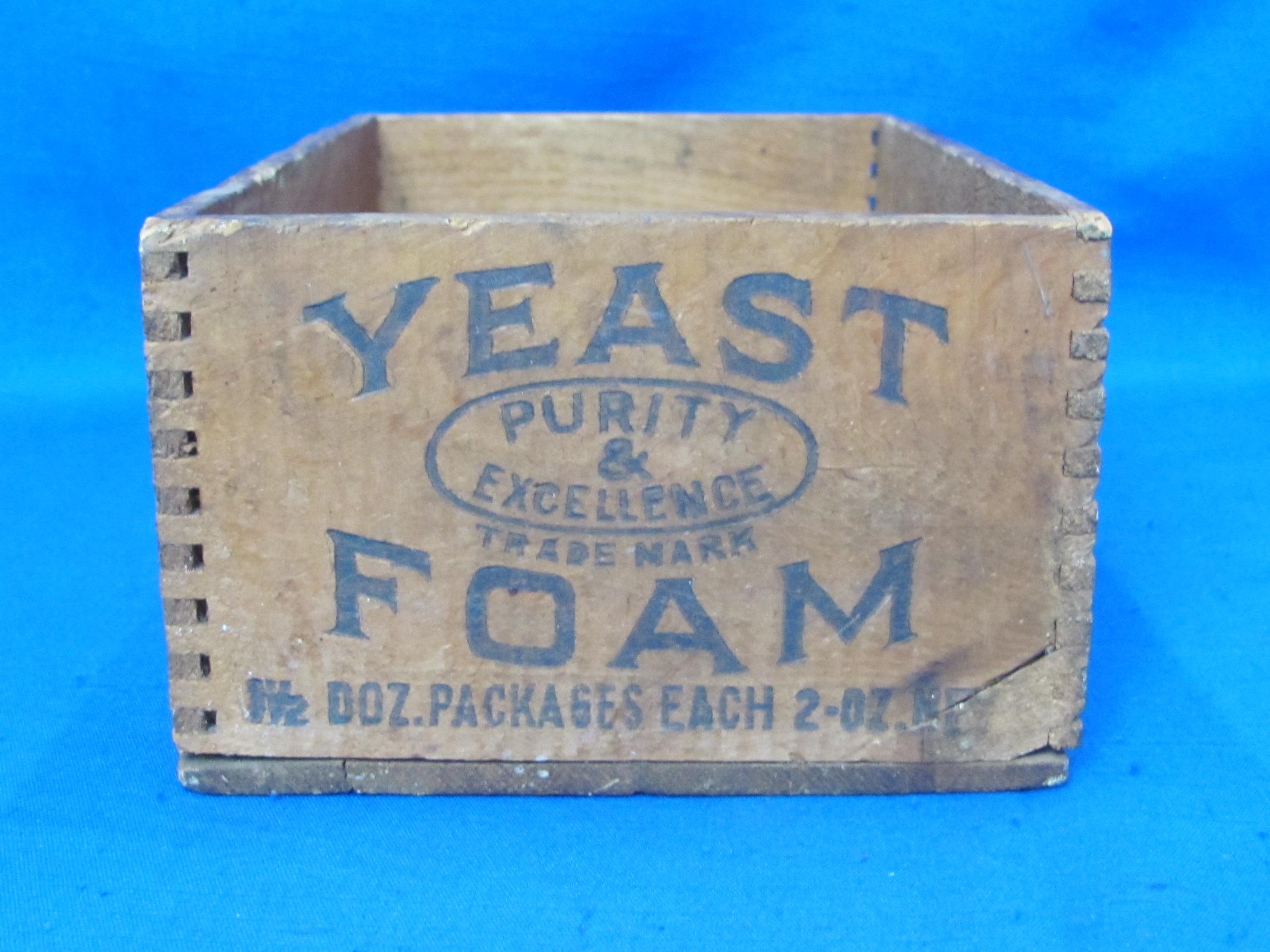 Wood Box “Use Yeast Foam for Root Beer & Other Beverages” - 8 1/2” x 5 1/4” - 3 1/4” tall