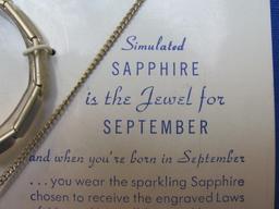 1955 Child's Birthstone Picture Locket & Bracelet – September on Original Card