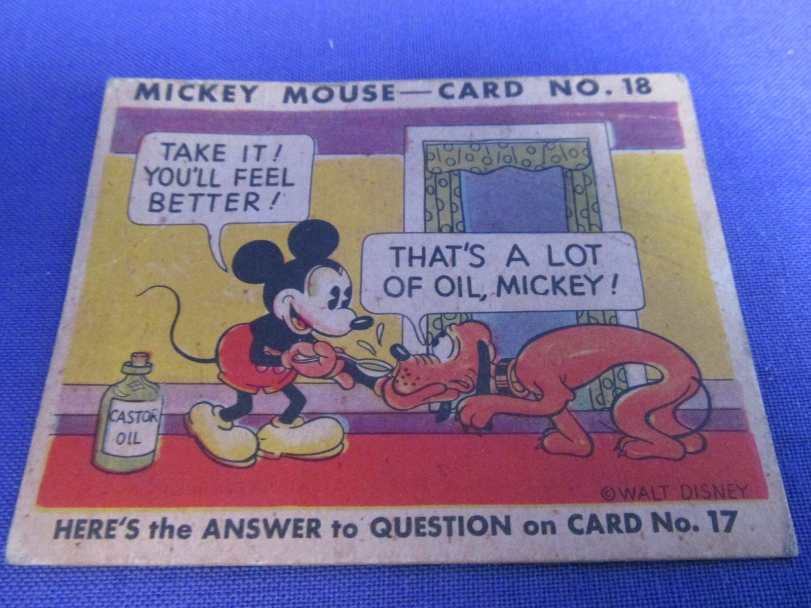 2 Vintage Mickey Mouse Trading Cards (Bubble Gum) # 34 & # 18