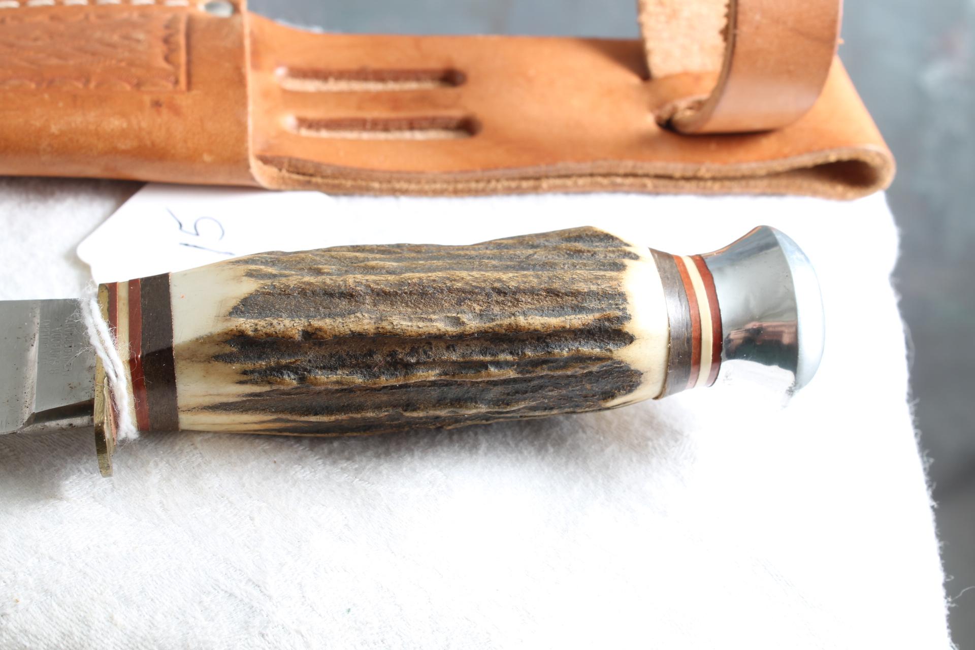 Vtg. Solingen Cutlery B. Svoboda Fixed Blade Knife in Sheath 8 1/2" Long