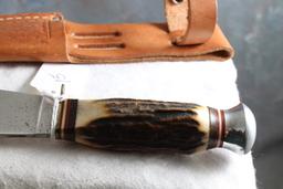 Vtg. Solingen Cutlery B. Svoboda Fixed Blade Knife in Sheath 8 1/2" Long
