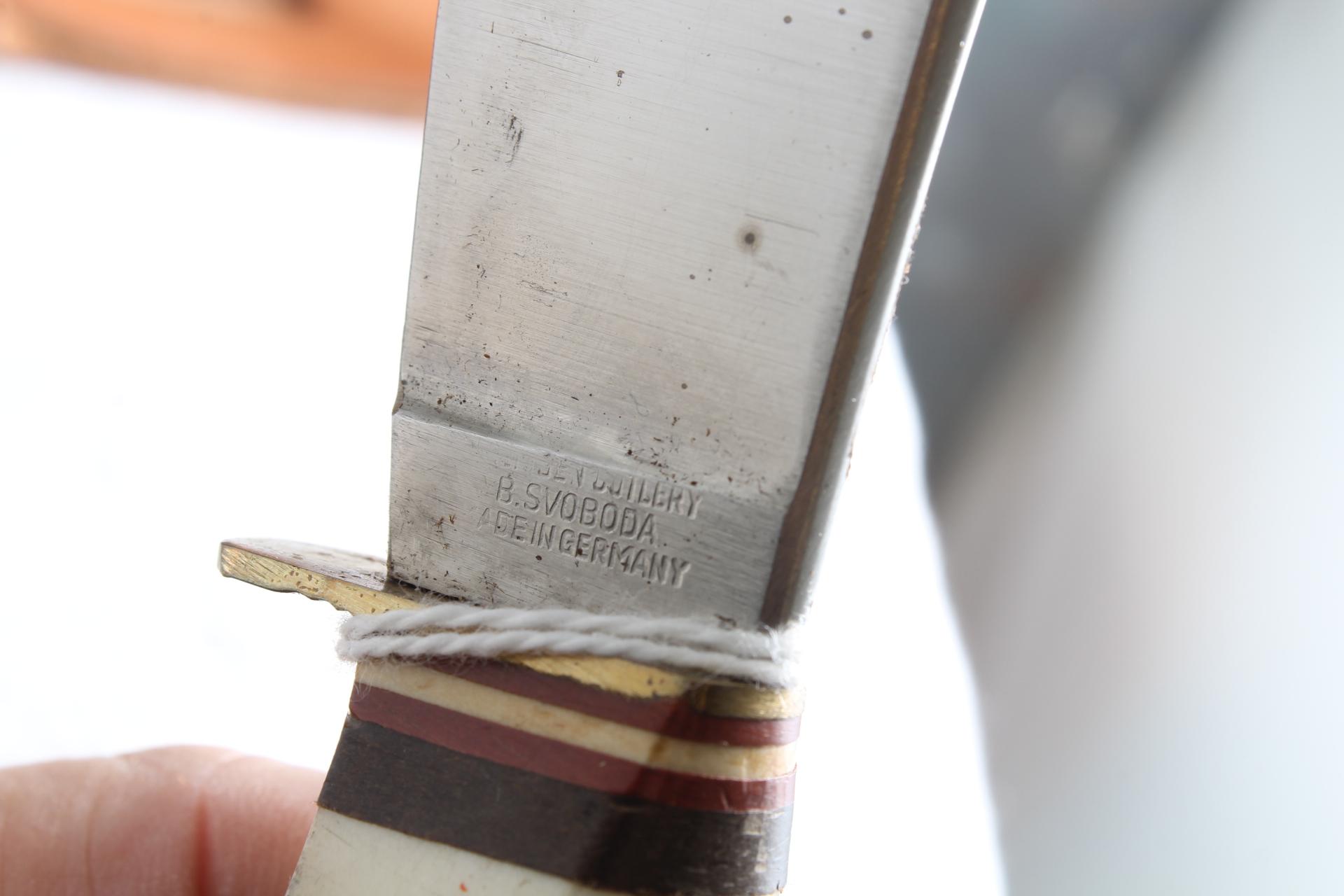 Vtg. Solingen Cutlery B. Svoboda Fixed Blade Knife in Sheath 8 1/2" Long