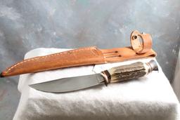 Vtg. Solingen Cutlery B. Svoboda Fixed Blade Knife in Sheath 8 1/2" Long
