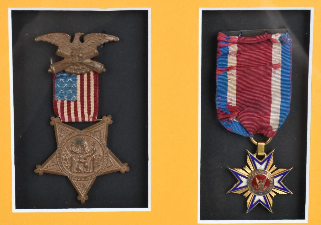 CIVIL WAR NAMED MEDAL GROUPING WITH CAVALRY STRAPS