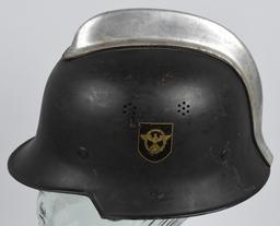 WWII NAZI FEUERSCHUTZPOLIZEI DOUBLE DECAL HELMET