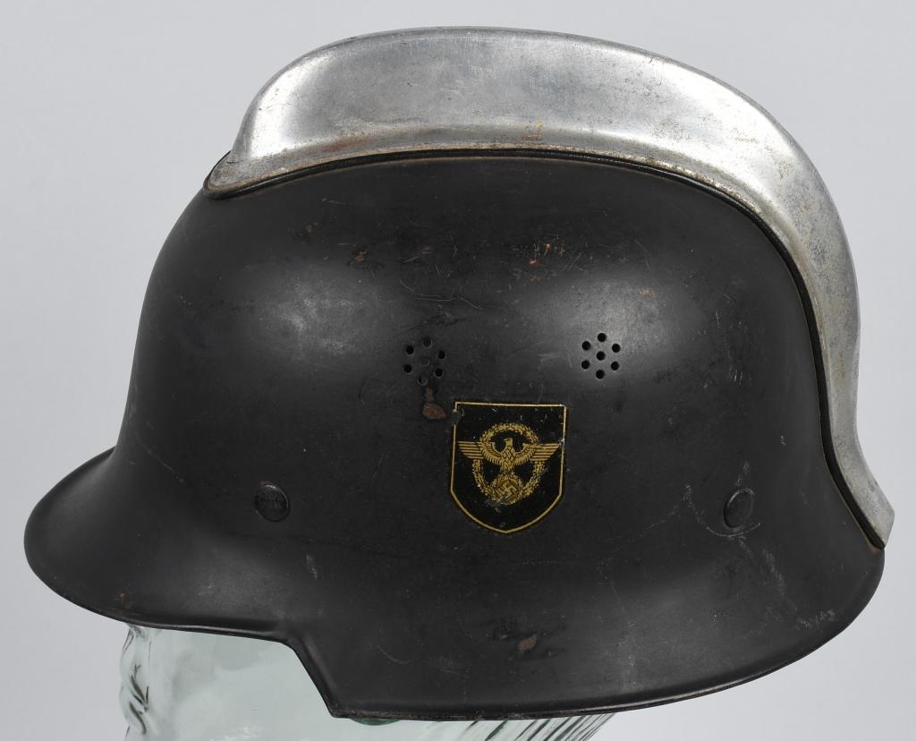 WWII NAZI FEUERSCHUTZPOLIZEI DOUBLE DECAL HELMET