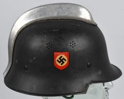 WWII NAZI FEUERSCHUTZPOLIZEI DOUBLE DECAL HELMET