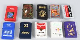 10- ZIPPO SALESMAN SAMPLE LIGHTERS.