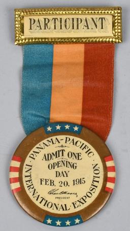 2- PANAMA PACIFIC EXPO RIBBON BUTTONS