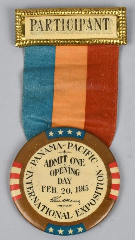 2- PANAMA PACIFIC EXPO RIBBON BUTTONS