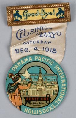 2- PANAMA PACIFIC EXPO RIBBON BUTTONS