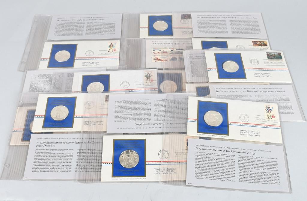 12- SILVER MEDALS w/ FIRST DAY ISSUES 9.5ozt