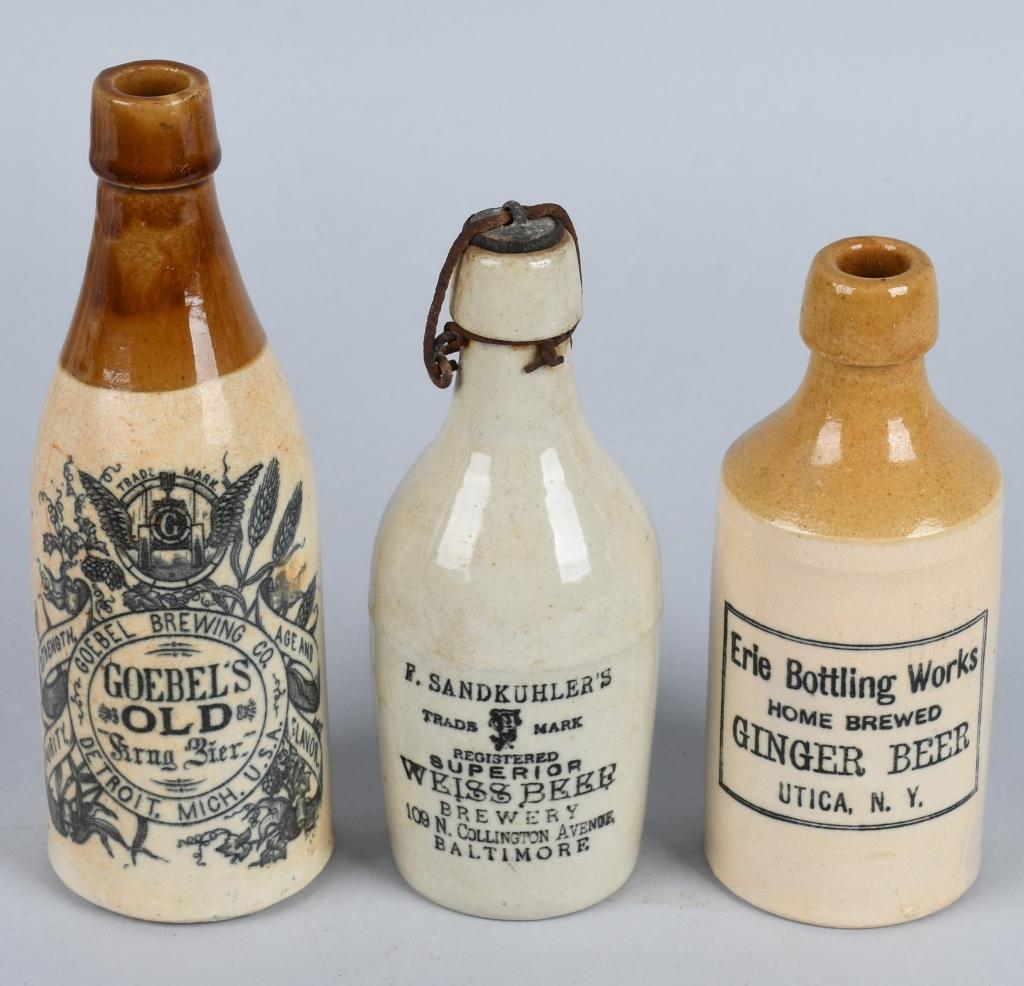 3- Stoneware Beer Bottles